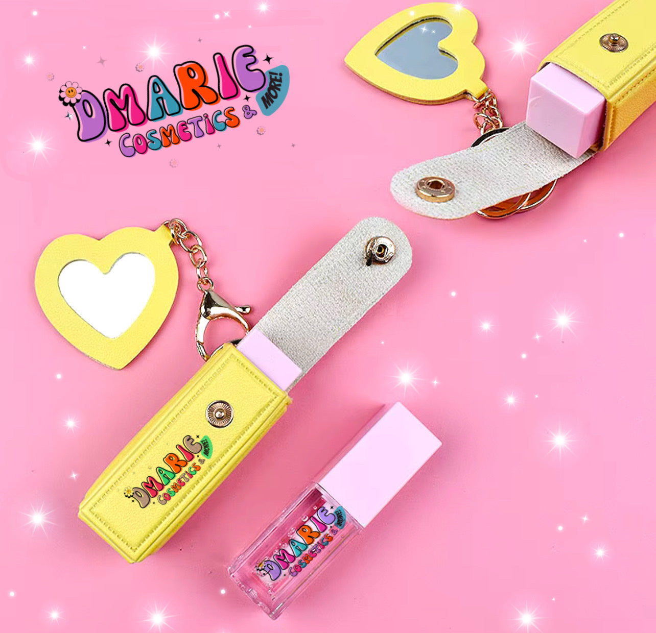DMarieCosmetics&More llavero Con Espejo y Traer Carterita Para Guardar Labial o Lip Oil