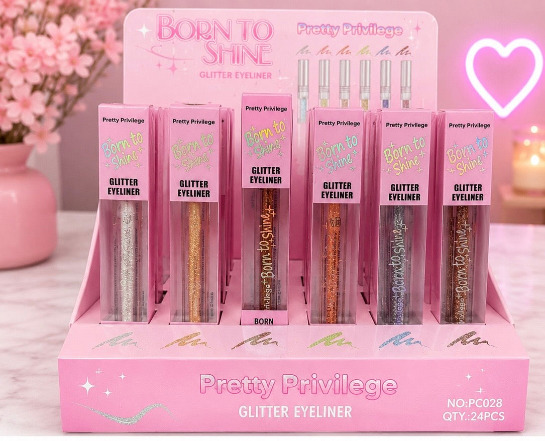 Pretty Privilege Born to Shine Glitter Eyeliner | Delineador con Brillo | Paquete de 3 Piezas Mix