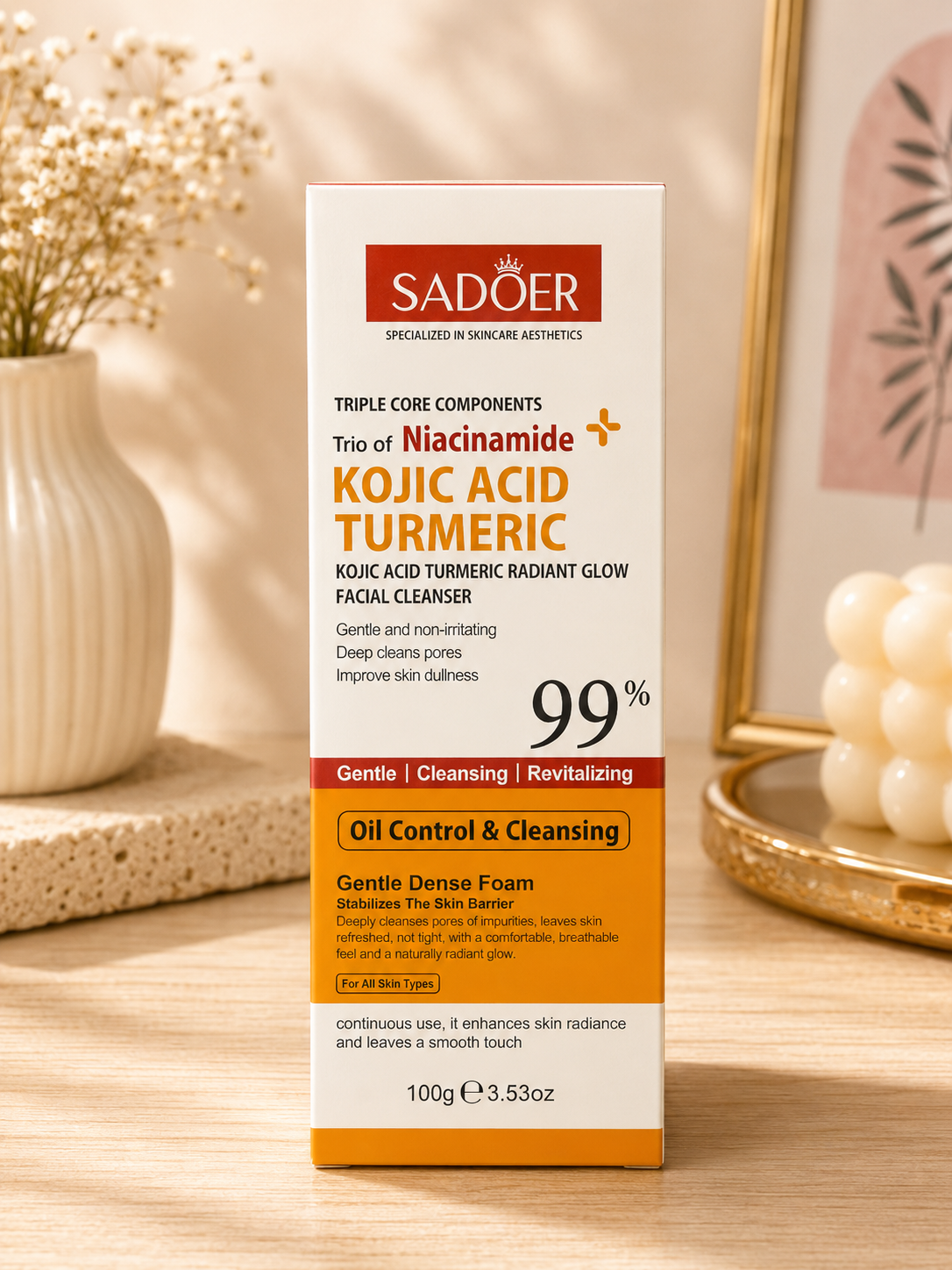 SADOER Niacinamide + Kojic Acid + Turmeric Facial Cleanser