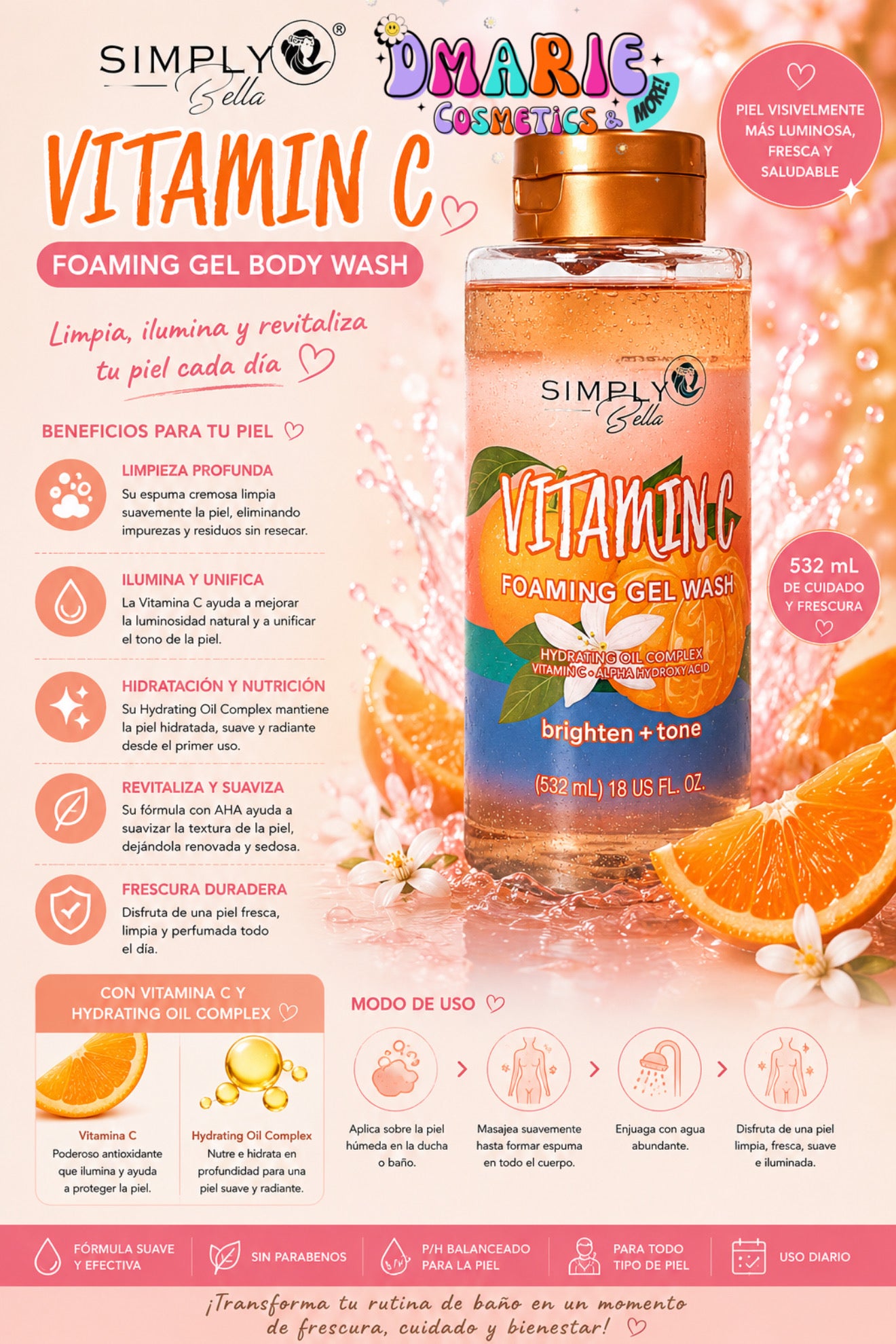Simply Bella Vitamin C Foaming Gel Body Wash