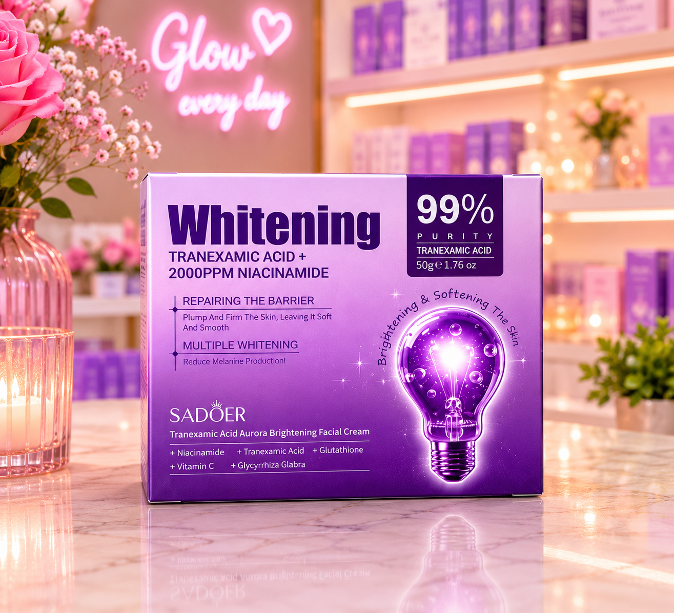 SADOER Tranexamic Acid + Niacinamide Facial Cream | Hidratación y Luminosidad