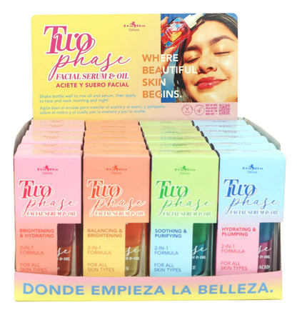 Italia Deluxe Two Phase Facial Serum & Oil 2-en-1 – Suero + Aceite Facial | Paquete de 4 Piezas Surtidas