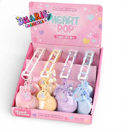 Pretty Privilege Heart Pop Hand Cream Keychain – Moisturizing Travel Size Hand Lotion