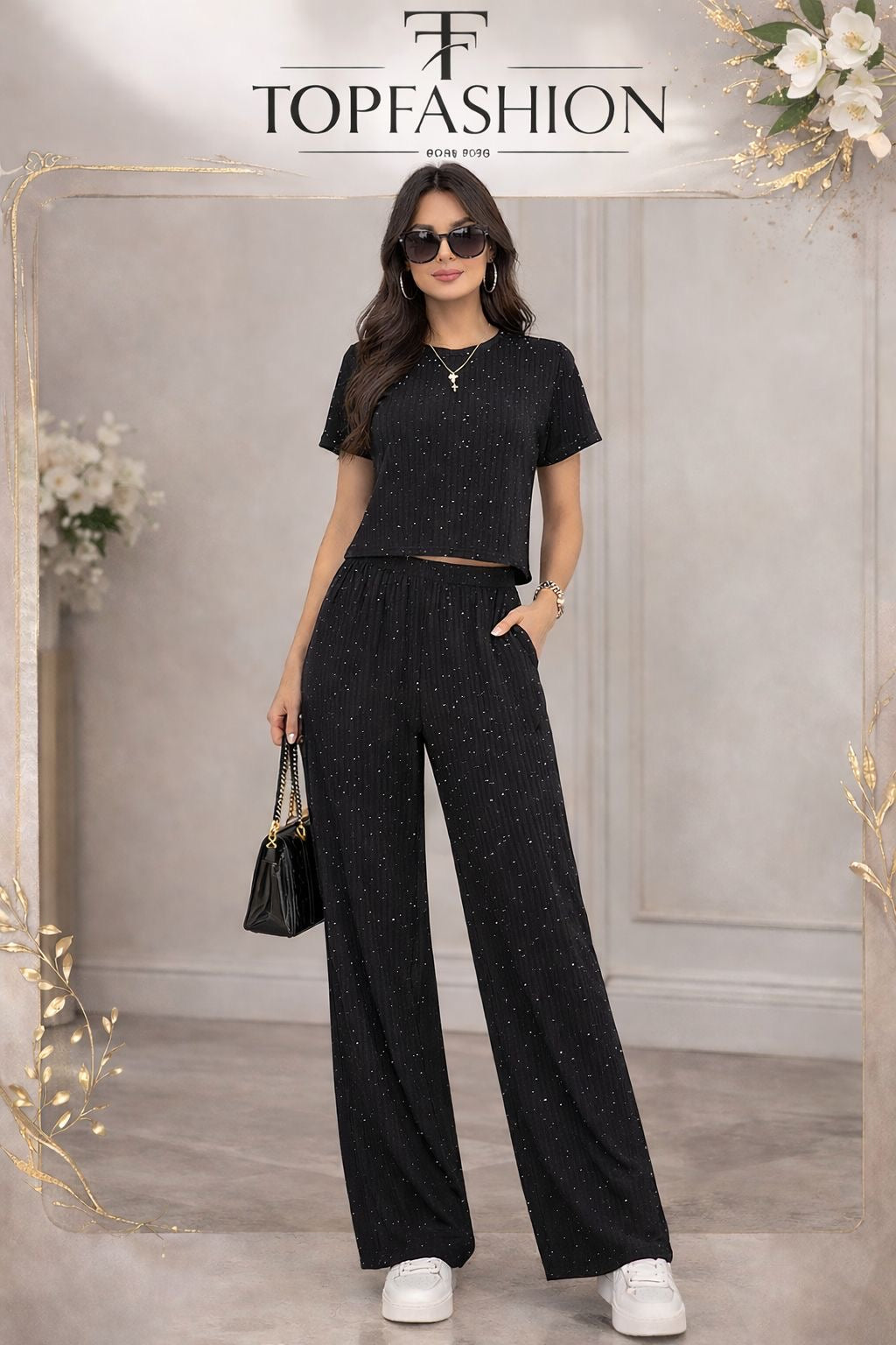 Top Fashion – Conjunto Casual de 2 Piezas con Pantalón Palazzo | Paquete de 3 Sets (S, M y L)