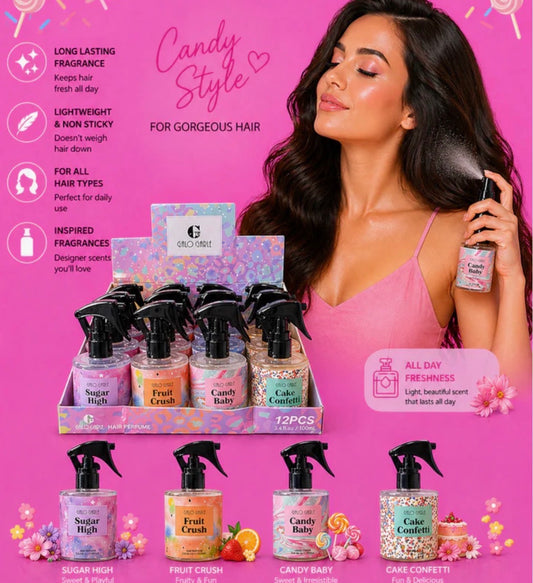 Glo Girl Candy Style Hair Perfume Spray – Mix de 6 piezas (Aromas surtidos)