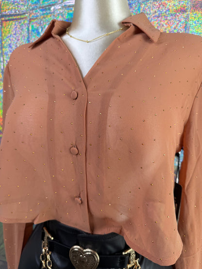 Blusa Mesh Glam Mocha
