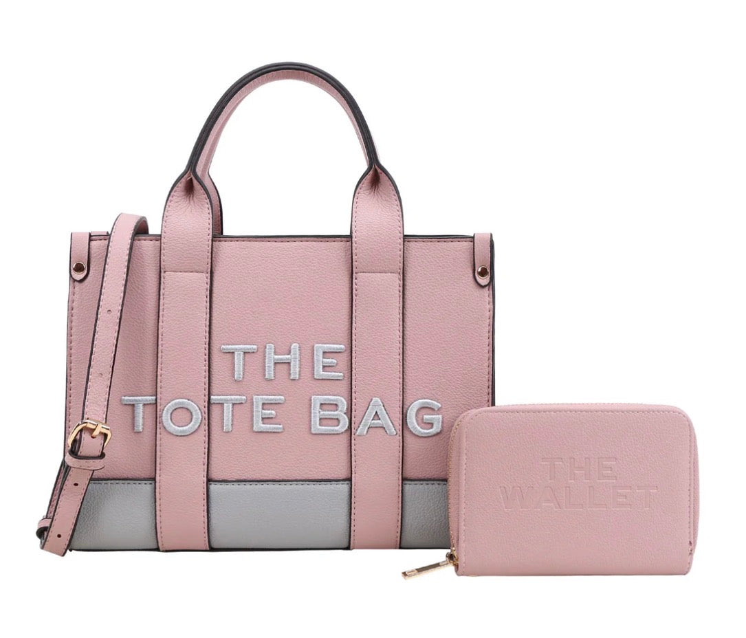 Set de Bolso Tote con Cartera a Juego – Color Rosa