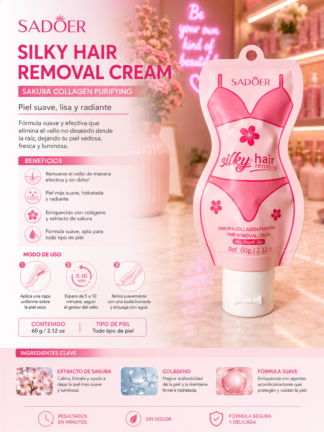 SADOER Silky Hair Removal Cream – Sakura Collagen
