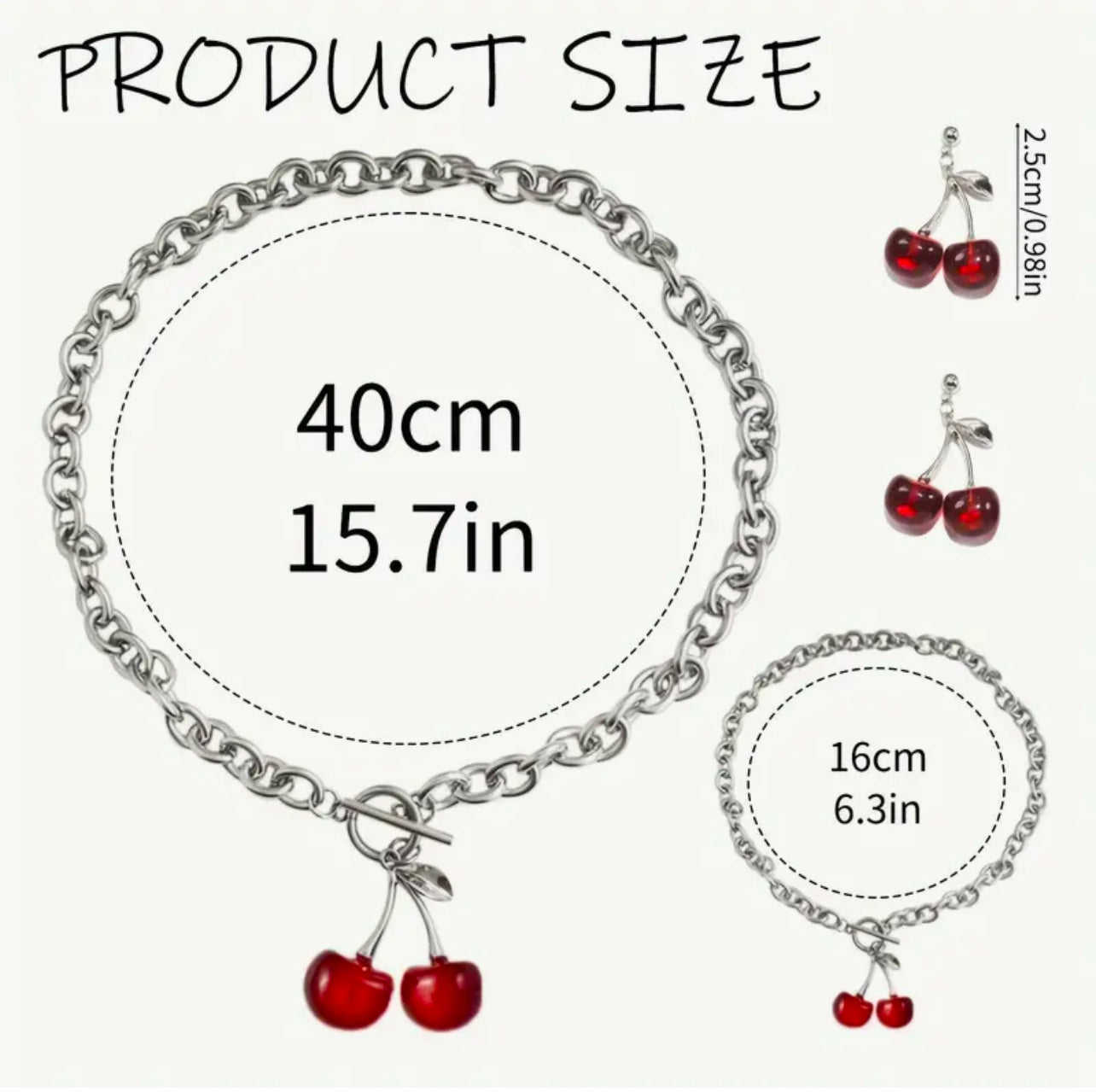 Fashion Jewerly Cherry Set 3 psc