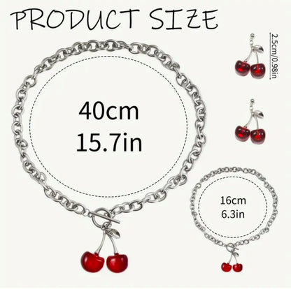 Fashion Jewerly Cherry Set 3 psc