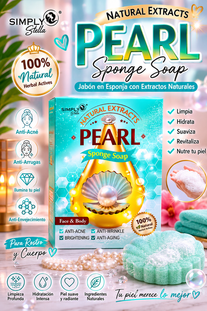 Simply Stella Pearl Sponge Soap – Jabón en Esponja con Extractos Naturales para Rostro y Cuerpo paquete 3pcs