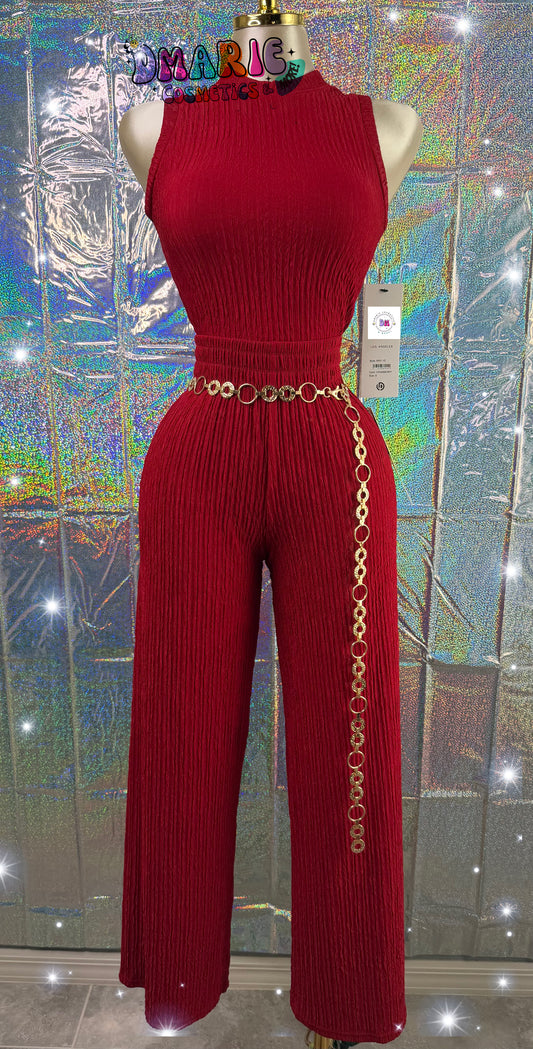 Love Poem Pleated Set – Wine Red