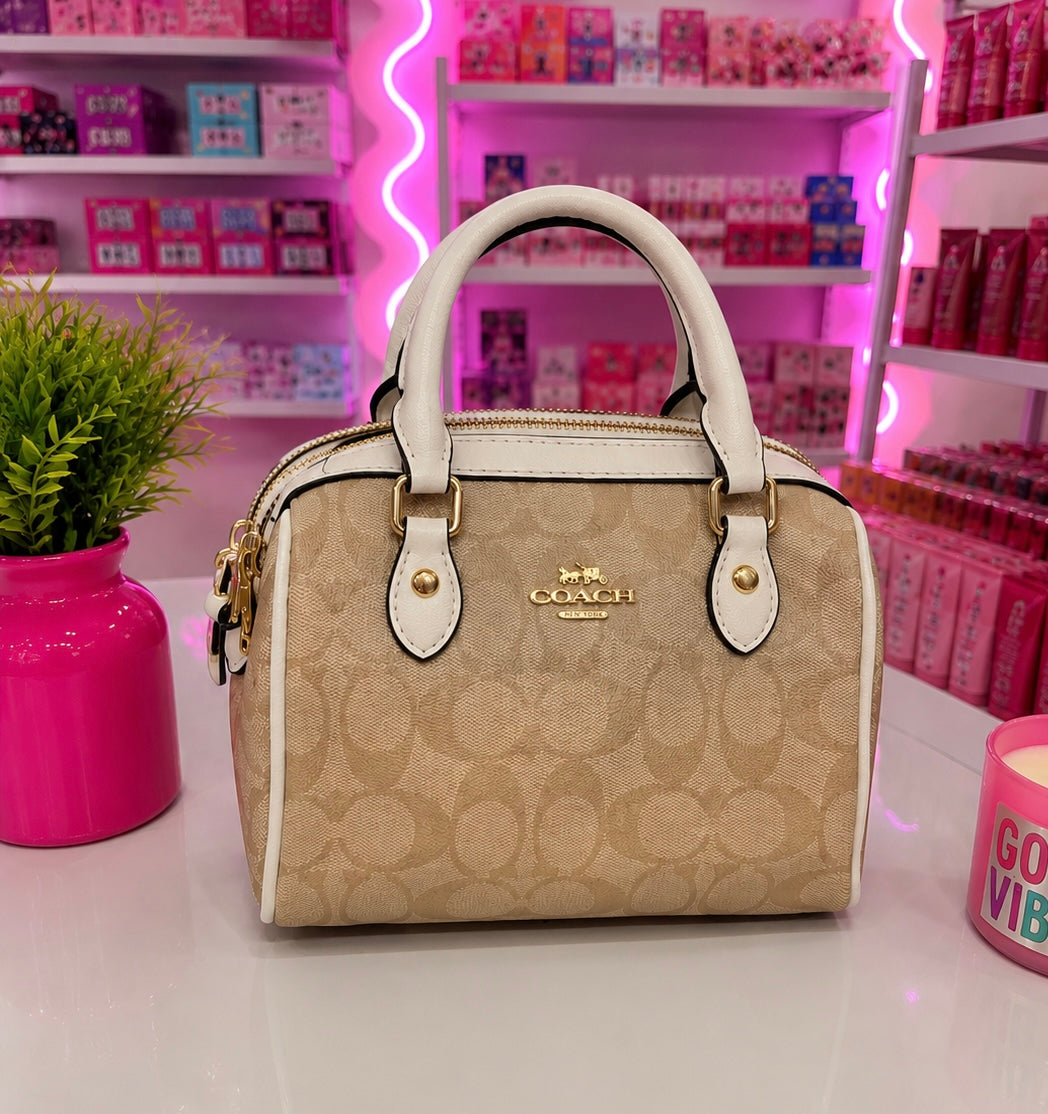 Coach Mini Satchel Crossbody Beige & Ivory