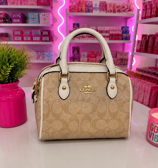 Coach Mini Satchel Crossbody Beige & Ivory